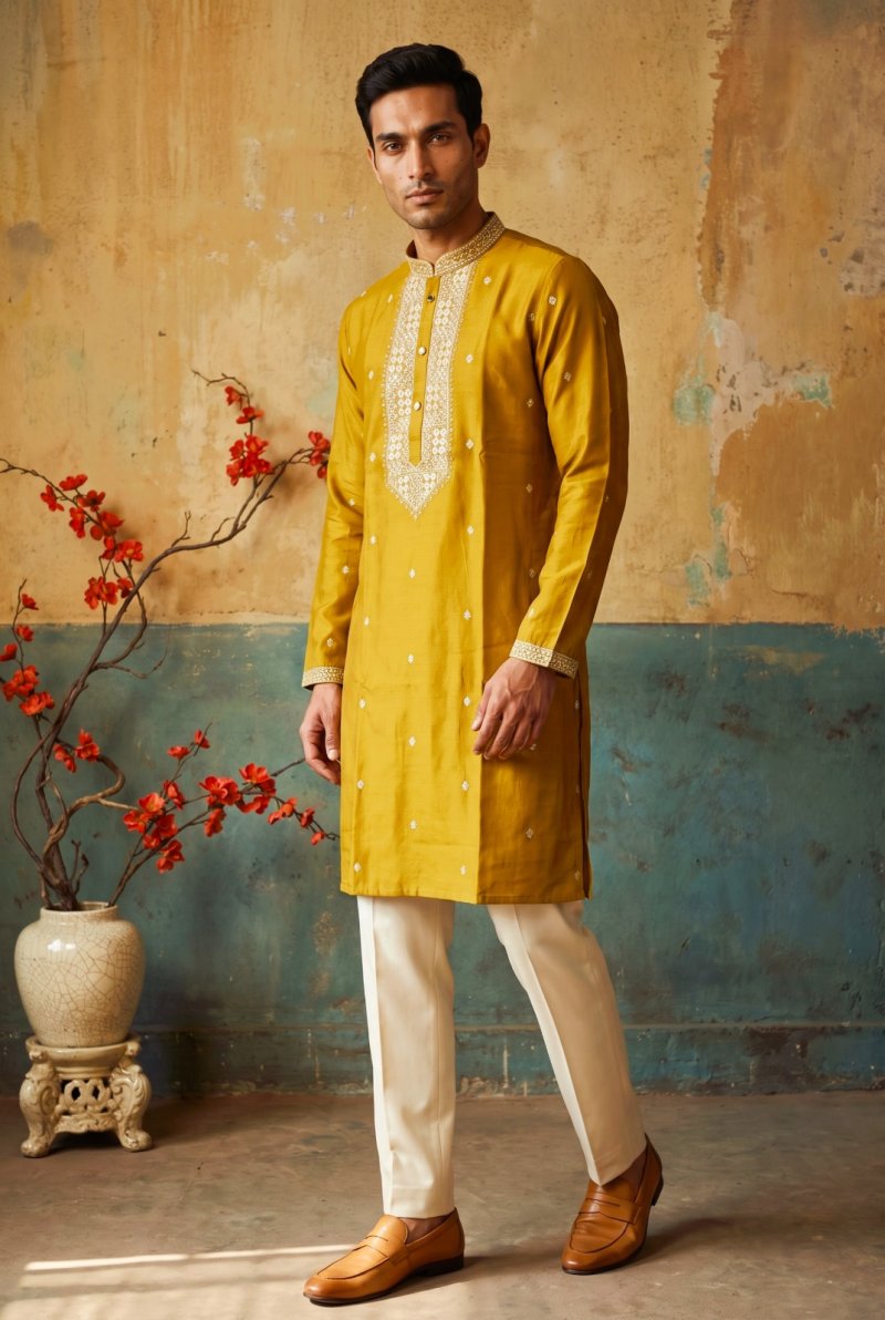 Outluk Wedding Vol 57 Silk Mens Kurta With Pajama 